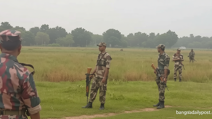 বিজিবির বাধায় উত্তেজনা / তিনবিঘা করিডোর সীমান্তে বাঁশের খুঁটি স্থাপনের চেষ্টা বিএসএফের