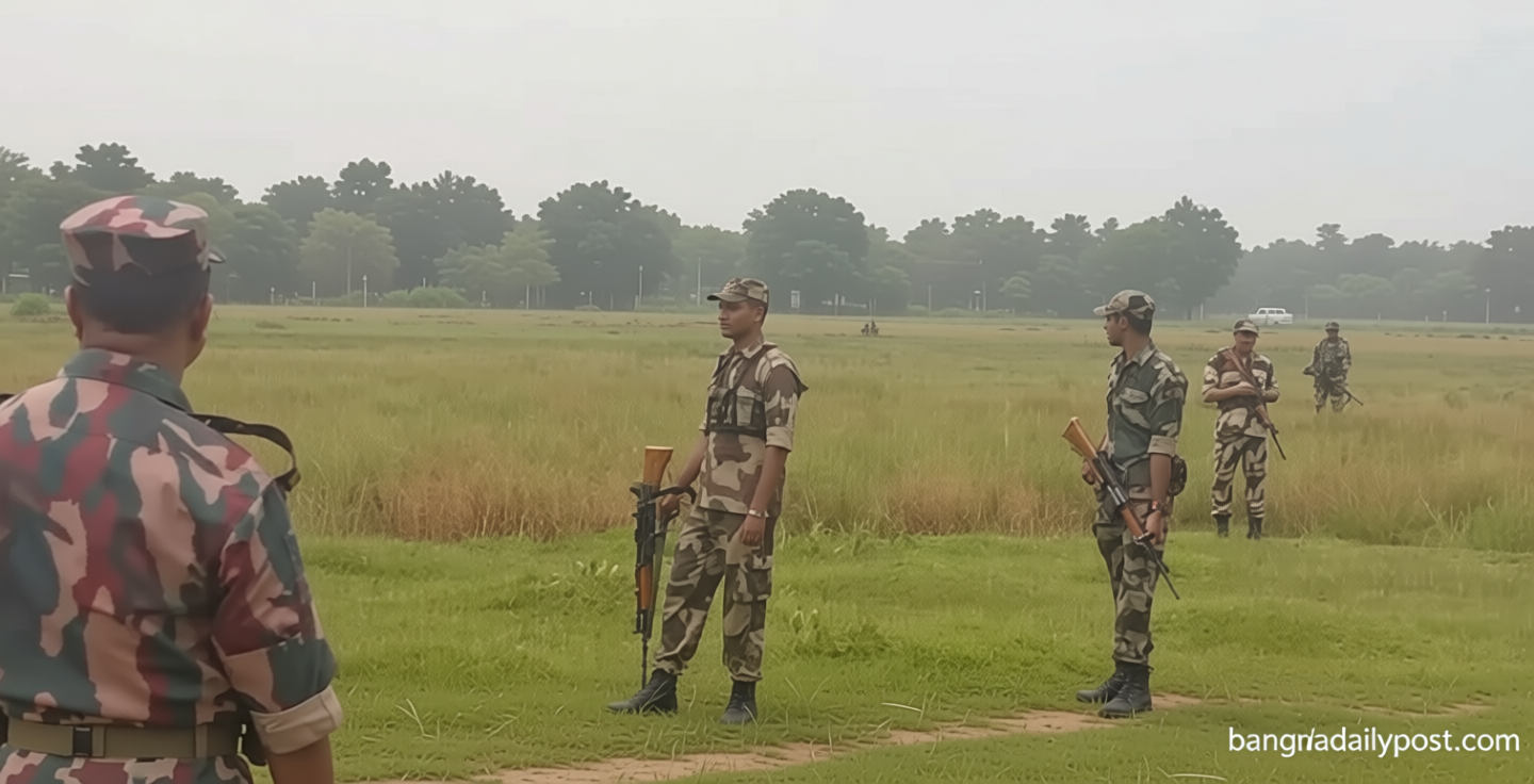 বিজিবির বাধায় উত্তেজনা / তিনবিঘা করিডোর সীমান্তে বাঁশের খুঁটি স্থাপনের চেষ্টা বিএসএফের