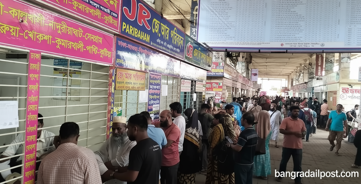 গাবতলীতে ঘরমুখো মানুষের চাপ, টিকিট মিলছে কাউন্টারেই