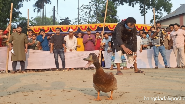হাঁস ধরা-হাঁড়ি ভাঙা আর লোকজ খেলায় মুখর পোড়াবাড়ীয়া