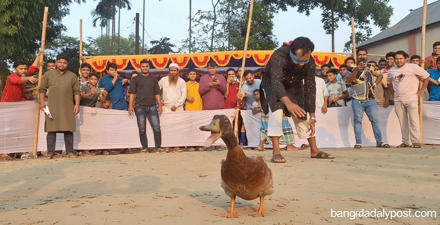 হাঁস ধরা-হাঁড়ি ভাঙা আর লোকজ খেলায় মুখর পোড়াবাড়ীয়া