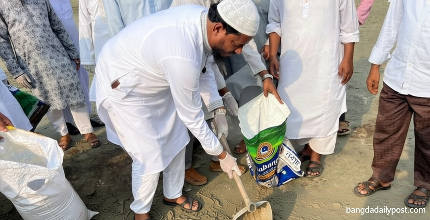 পশুর হাটের ময়লা নিজেই পরিষ্কার করলেন এমপি মাসুদ