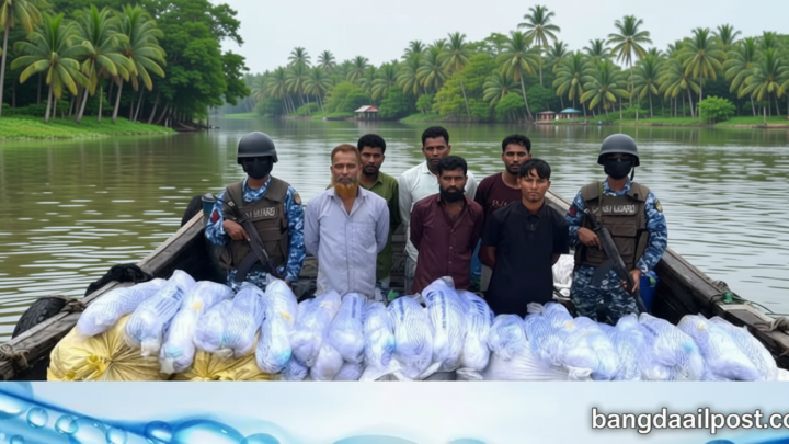 সেন্টমার্টিনে সাড়ে ২১ লাখ মিটার কারেন্ট জালসহ আটক ৬