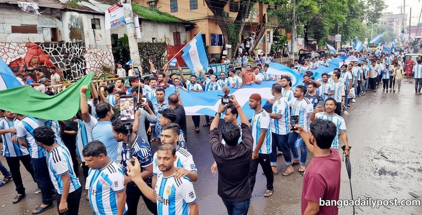 ফেনীতে পতাকা নিয়ে আর্জেন্টিনা সমর্থকদের শোভাযাত্রা