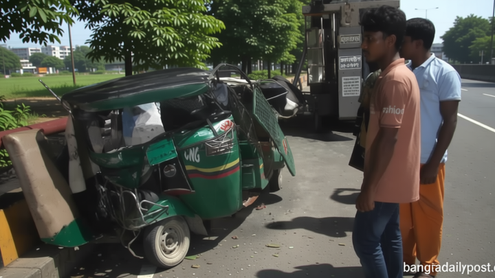ঢাকা-নারায়ণগঞ্জ / ফ্লাইওভারে প্রাইভেটকার-সিএনজি সংঘর্ষ: শিশু নিহত, আহত ৪