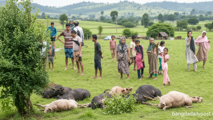 মৌলভীবাজারে বজ্রপাতে একসঙ্গে ১৩ গরুর মৃত্যু