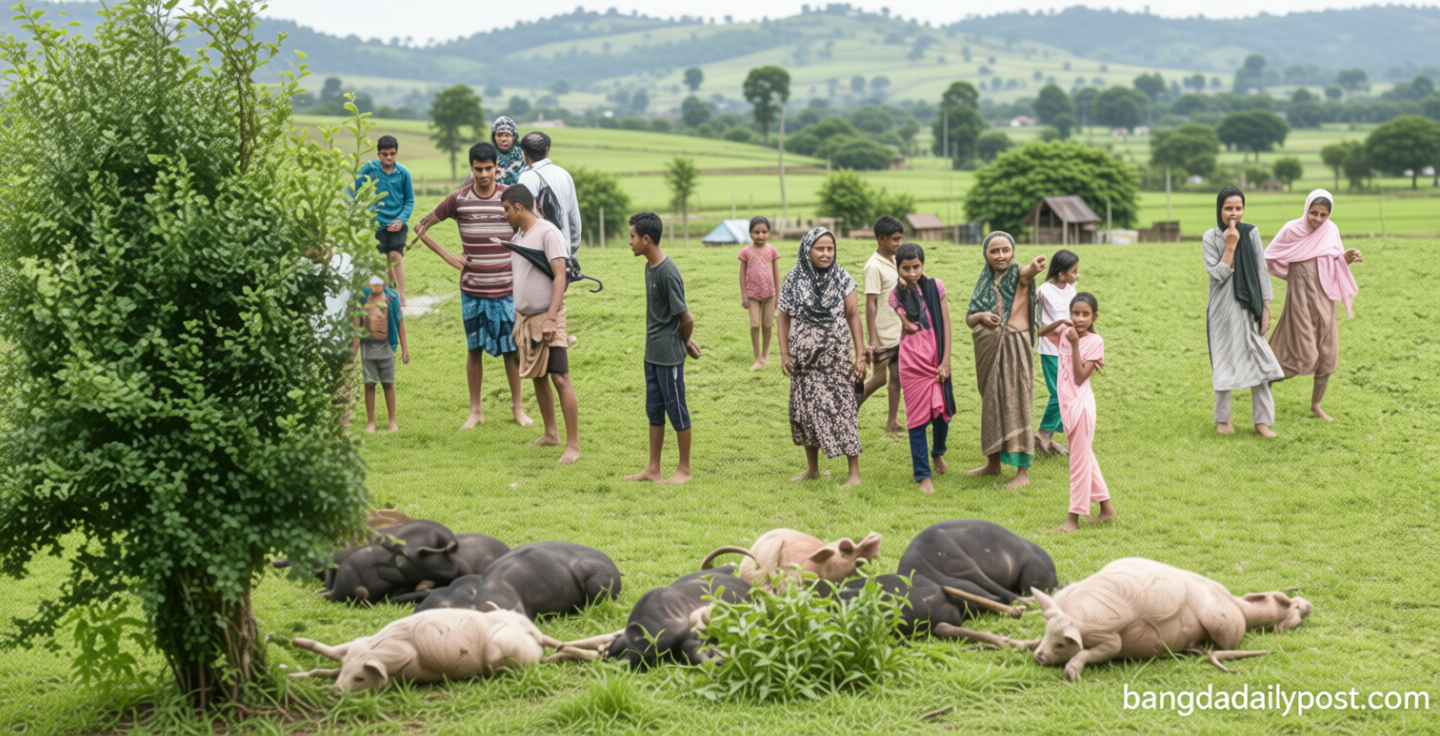 মৌলভীবাজারে বজ্রপাতে একসঙ্গে ১৩ গরুর মৃত্যু