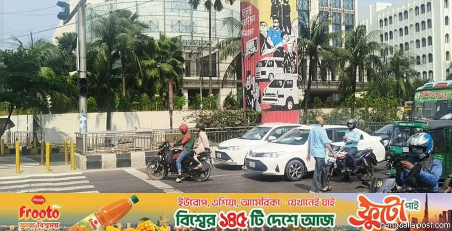 লালবাতি জ্বললেই থামছে যানবাহন