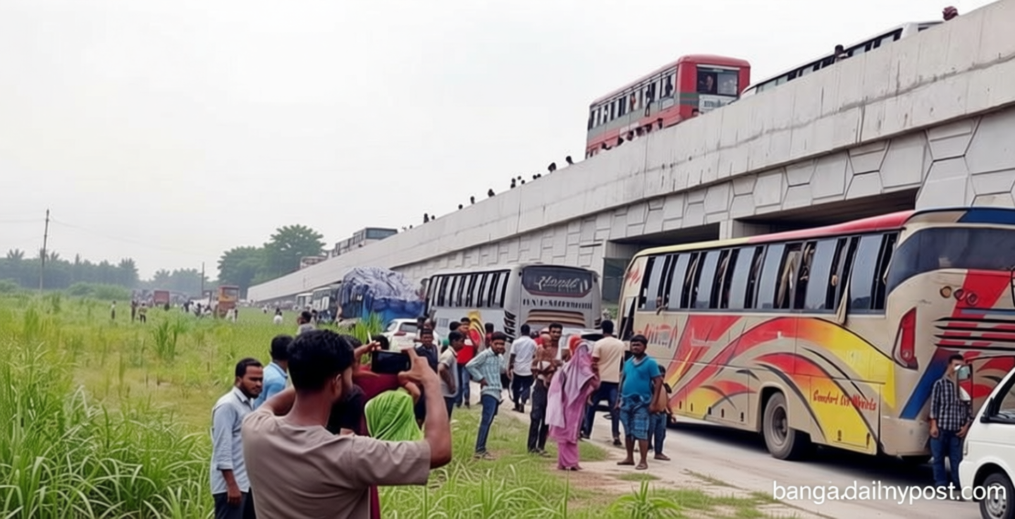 সিরাজগঞ্জ-ঢাকা মহাসড়কে ৫ কিমি যানজট