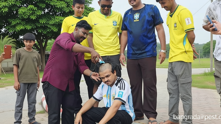 ব্রাজিলের জয়, মাথা ন্যাড়া করে কথা রাখলেন আর্জেন্টিনা সমর্থক