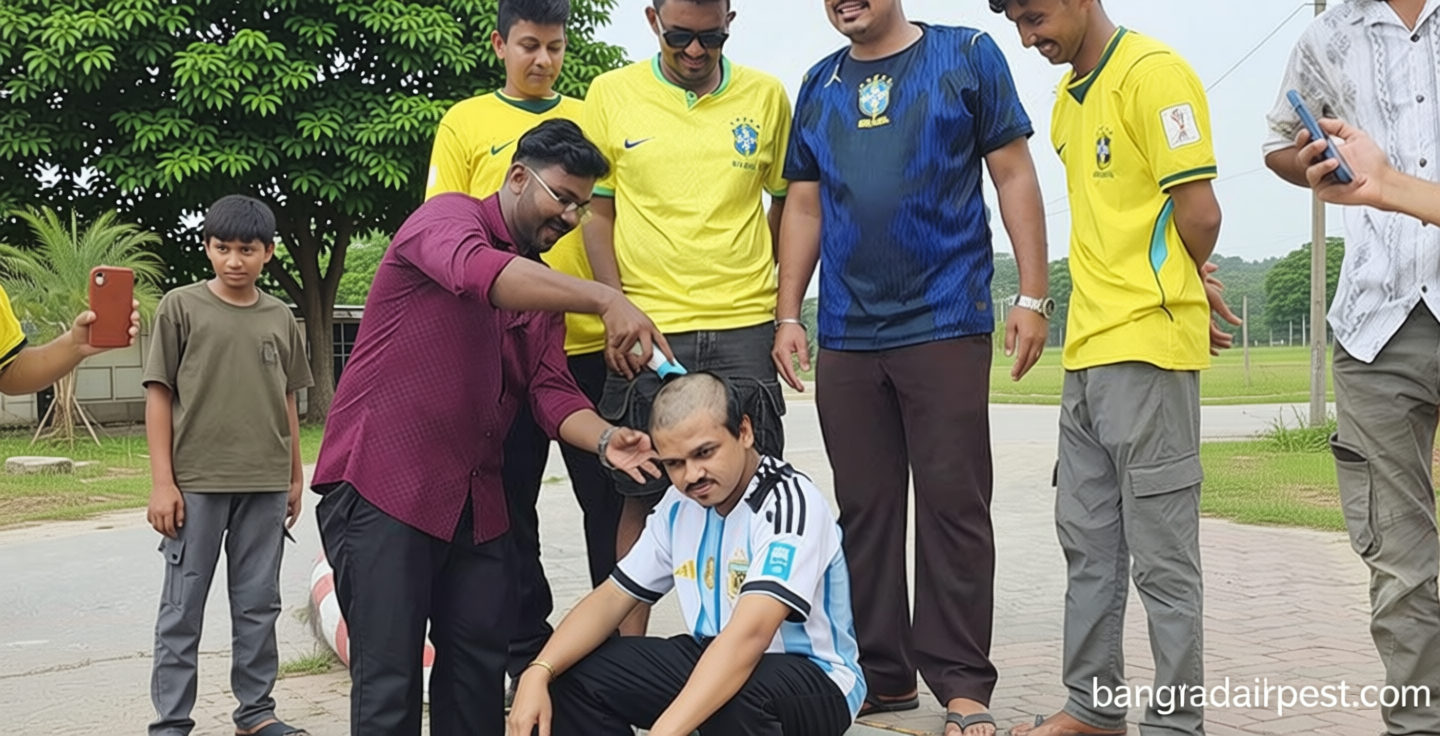 ব্রাজিলের জয়, মাথা ন্যাড়া করে কথা রাখলেন আর্জেন্টিনা সমর্থক