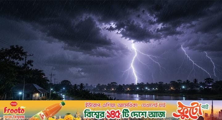 রাত ১টার মধ্যে ৮ জেলায় বজ্রসহ বৃষ্টির আভাস