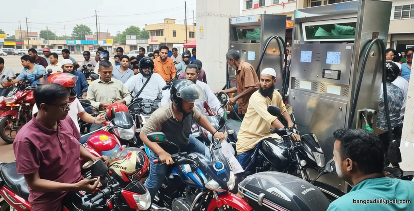 গুজবে দিনাজপুরে তেলের পাম্পে ভিড়