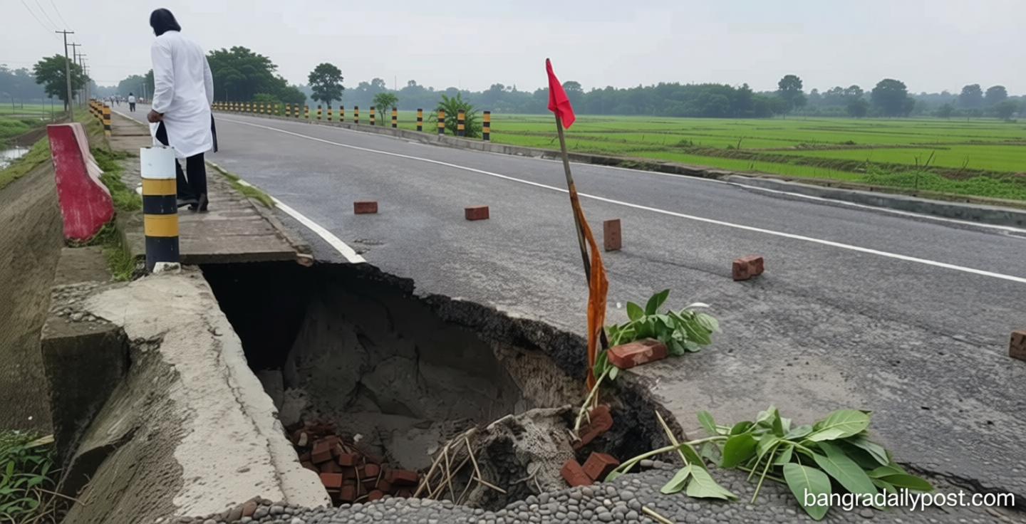 মতলব সেতুর সংযোগ সড়কে আবার ধস
