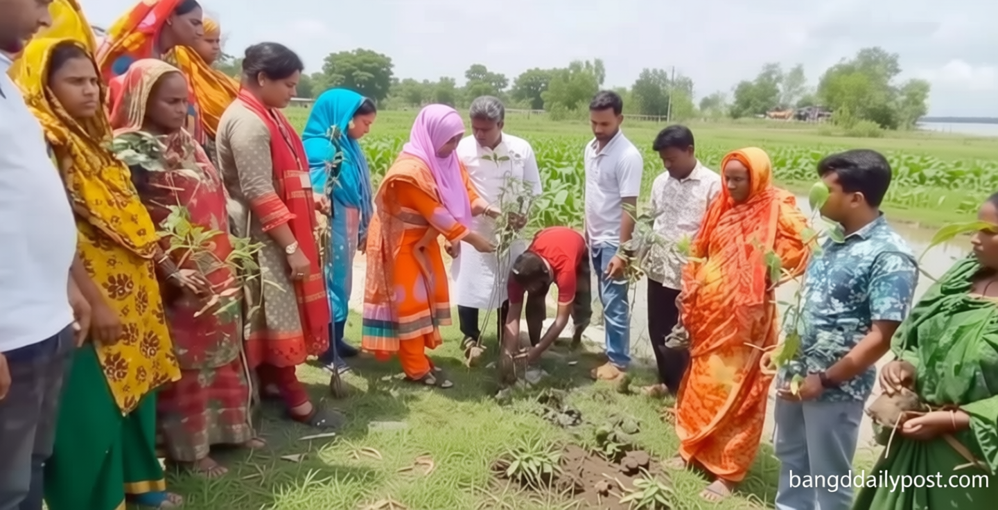মোংলায় পশুর নদের পাড়ে বৃক্ষরোপণ কর্মসূচি