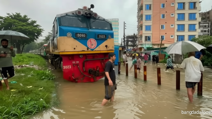 রেললাইন ডুবে যাওয়ায় কক্সবাজারগামী ট্রেন চলাচল বন্ধ