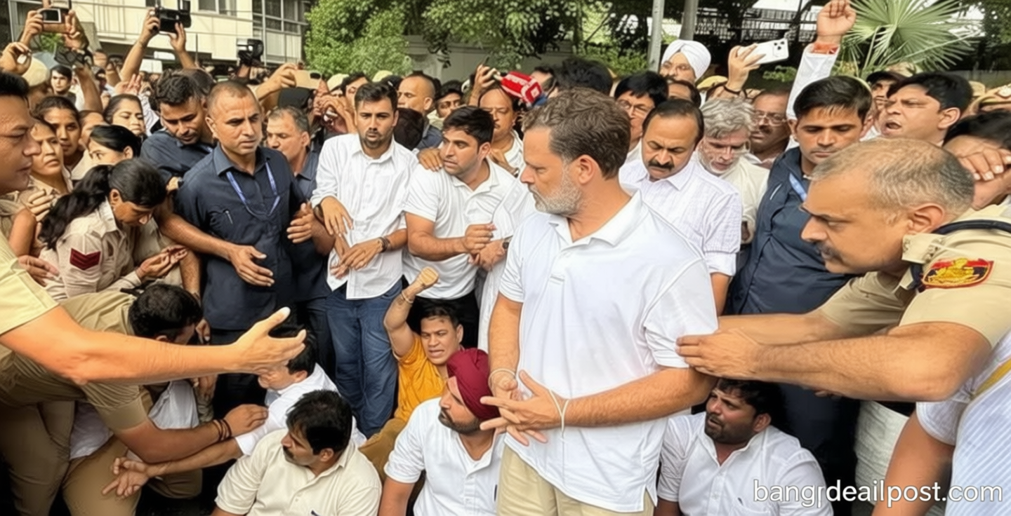 দিল্লিতে রাহুল ও প্রিয়াঙ্কা গান্ধী আটক
