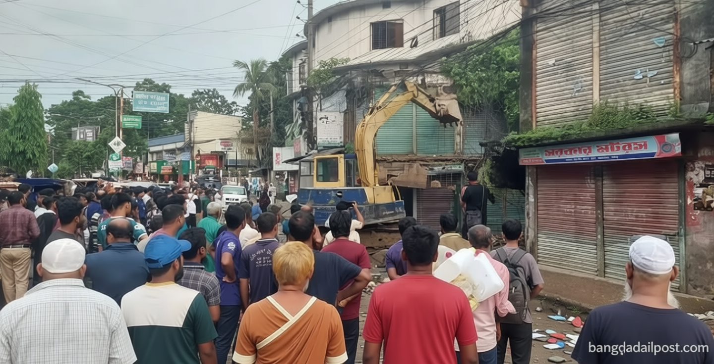 বগুড়ায় ভেঙে ফেলা হলো ঝুঁকিপূর্ণ সমাগম মার্কেট