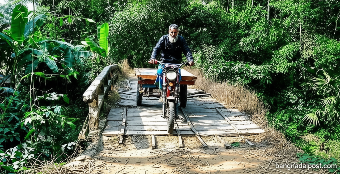 ১৫ গ্রামের মানুষের ভরসা ঝুঁকিপূর্ণ কাঠের সেতু
